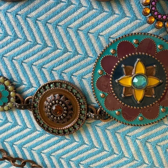 Chico's Brown and Yellow Belt with Intricate Designs - Picture 4 of 8